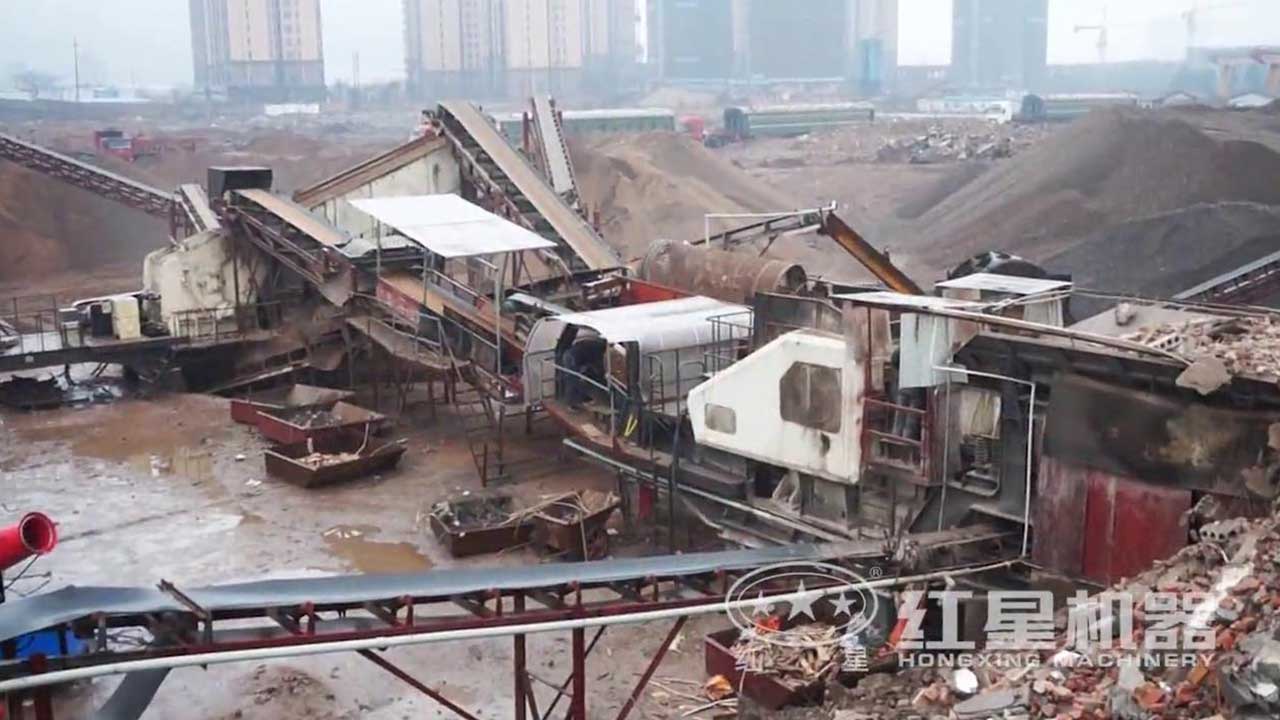 移動(dòng)式建筑垃圾破碎機(jī)作業(yè)視頻-湖南客戶現(xiàn)場(chǎng)