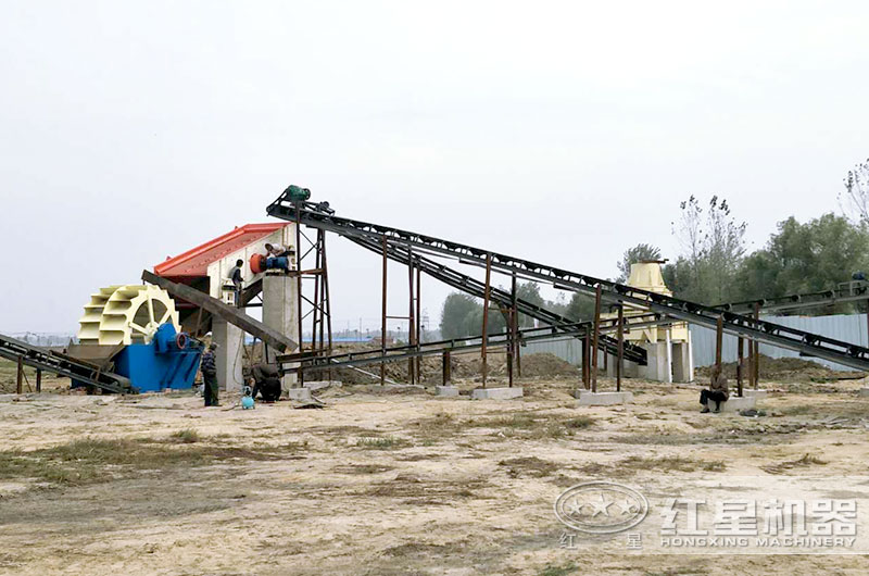 時產40噸花崗巖制砂生產線現場 時產40噸花崗巖制砂生產線現場