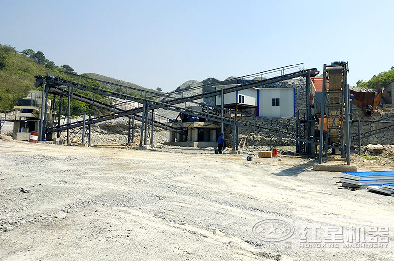 湖北廣水機(jī)制砂生產(chǎn)線全景圖，全套設(shè)備一覽無余